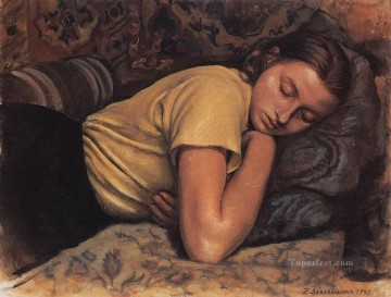 ロシア Painting - 眠っているカティア 1945 ロシア語